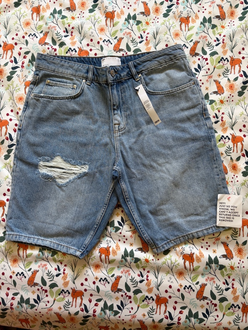 ASOS Light Blue Distressed Denim Shorts